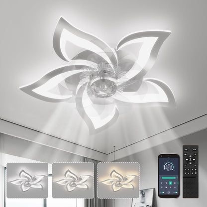YUNLONG ceiling fan with lighting and remote control. Quiet chrome ceiling lamp with fan. Reversible DC motor, dimmable. Ceiling fan with 6 speeds for summer and winter operation.