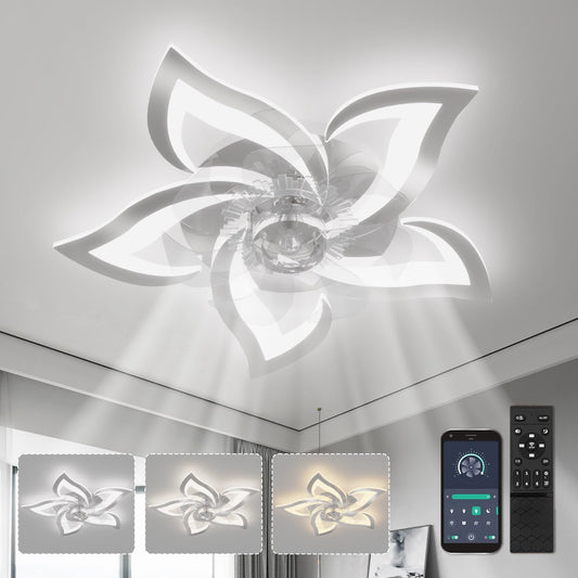 YUNLONG ceiling fan with lighting and remote control. Quiet chrome ceiling lamp with fan. Reversible DC motor, dimmable. Ceiling fan with 6 speeds for summer and winter operation.