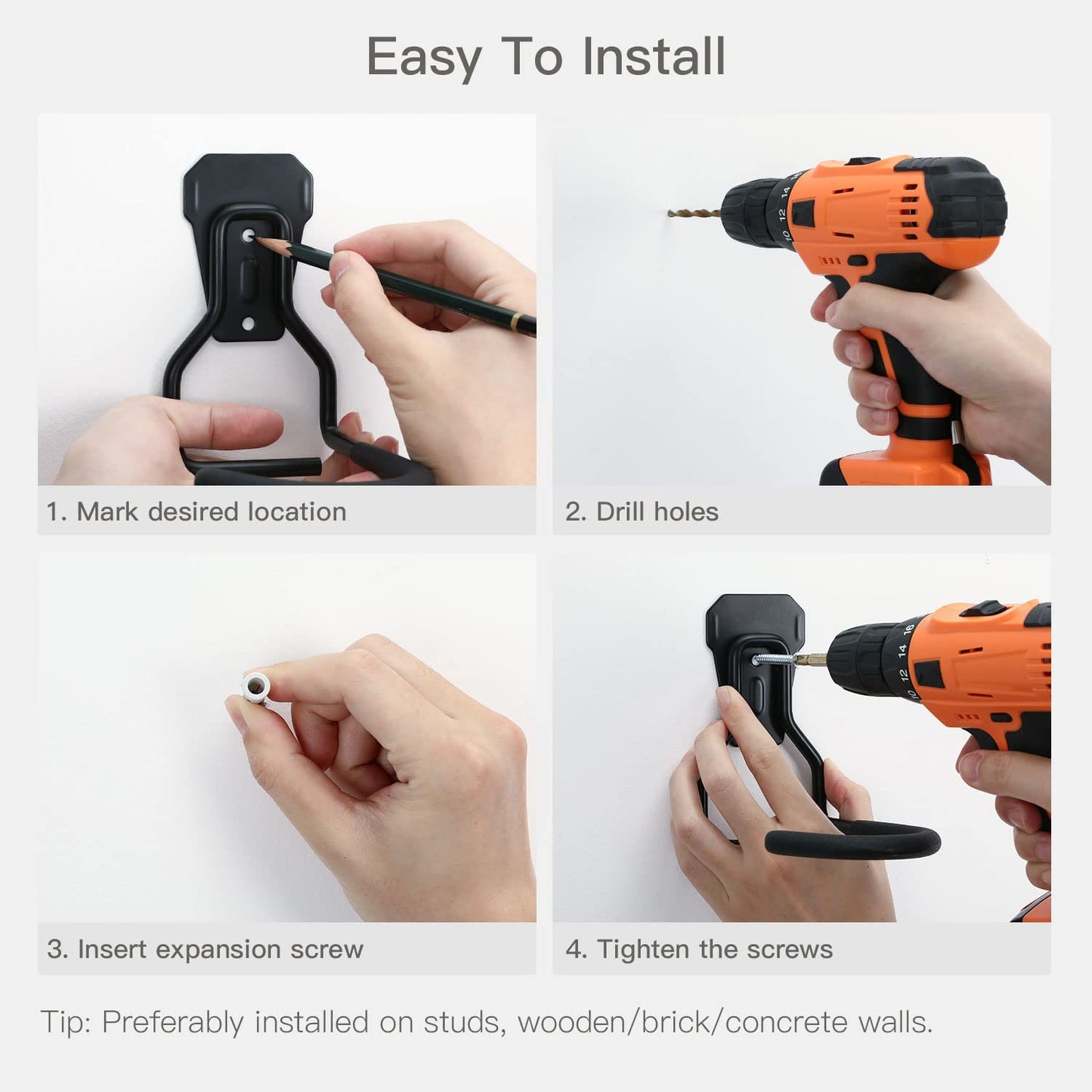 Housolution bike rack, 2 pack bike wall mount L-shaped bicycle hanging space-saving vertical bike stand with EVA rubber for garage bike shops, black