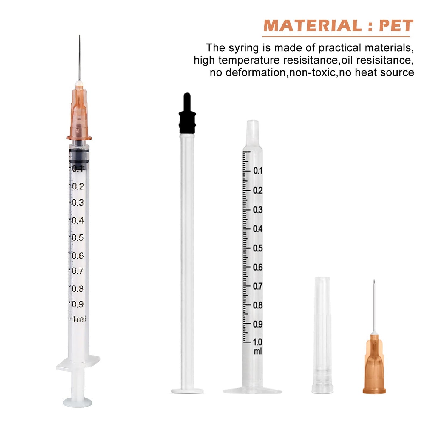 100 pieces syringe, Vegena 1 ml syringe set plastic tube syringes with needle disposable syringes small dose syringe liquid syringe individually sealed packaging disposable syringes.