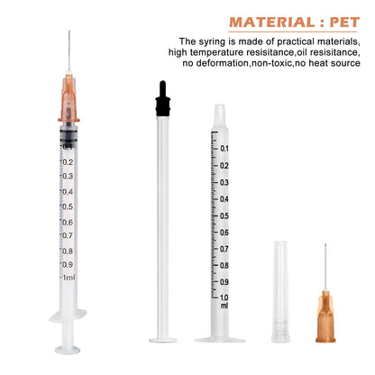 100 pieces syringe, Vegena 1 ml syringe set plastic tube syringes with needle disposable syringes small dose syringe liquid syringe individually sealed packaging disposable syringes.