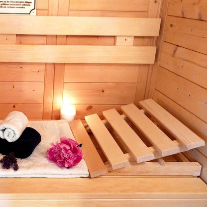 HOFMEISTER® sauna headrest, 40 cm, height adjustable, made of sturdy linden wood, stable sauna backrest ergonomic back support, relax & unwind in the steam bath