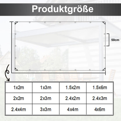 Waterproof, Tear-resistant Transparent Tarpaulin with Eyelets, 0.3mm thick Multifunctional PVC Protective Cover, for Car, Camping, Garden Furniture, with Rope and Cable Ties, 420g/m² (2.4X3M)