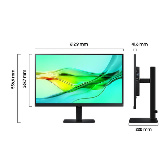 Samsung ViewFinity S60UD Monitor 27 inch, QHD/WQHD, 2,560 x 1,440, 100 Hz, HDR10, Eye Saver Mode, USB-C (90W), Daisy Chain, Integrated KVM Switch, LS27D600UAUXEN