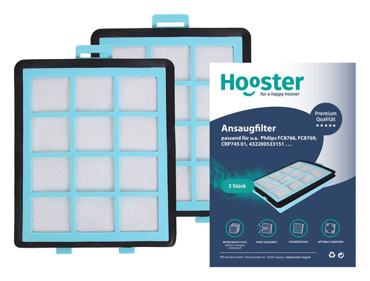 2-piece HEPA filter set compatible with Philips vacuum cleaners FC8766 and FC8769 | Replacement for Philips CRP745 01