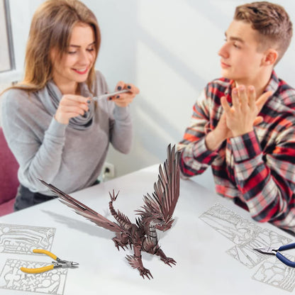 Piececool 3D Puzzle Metal Model Dark Dragon, 3D Metal Puzzle for 340 Stainless Steel, Full Metal, 1:1 Restore Collection, Birthday Gift, Adult Model Building Kit, 203 Pieces
