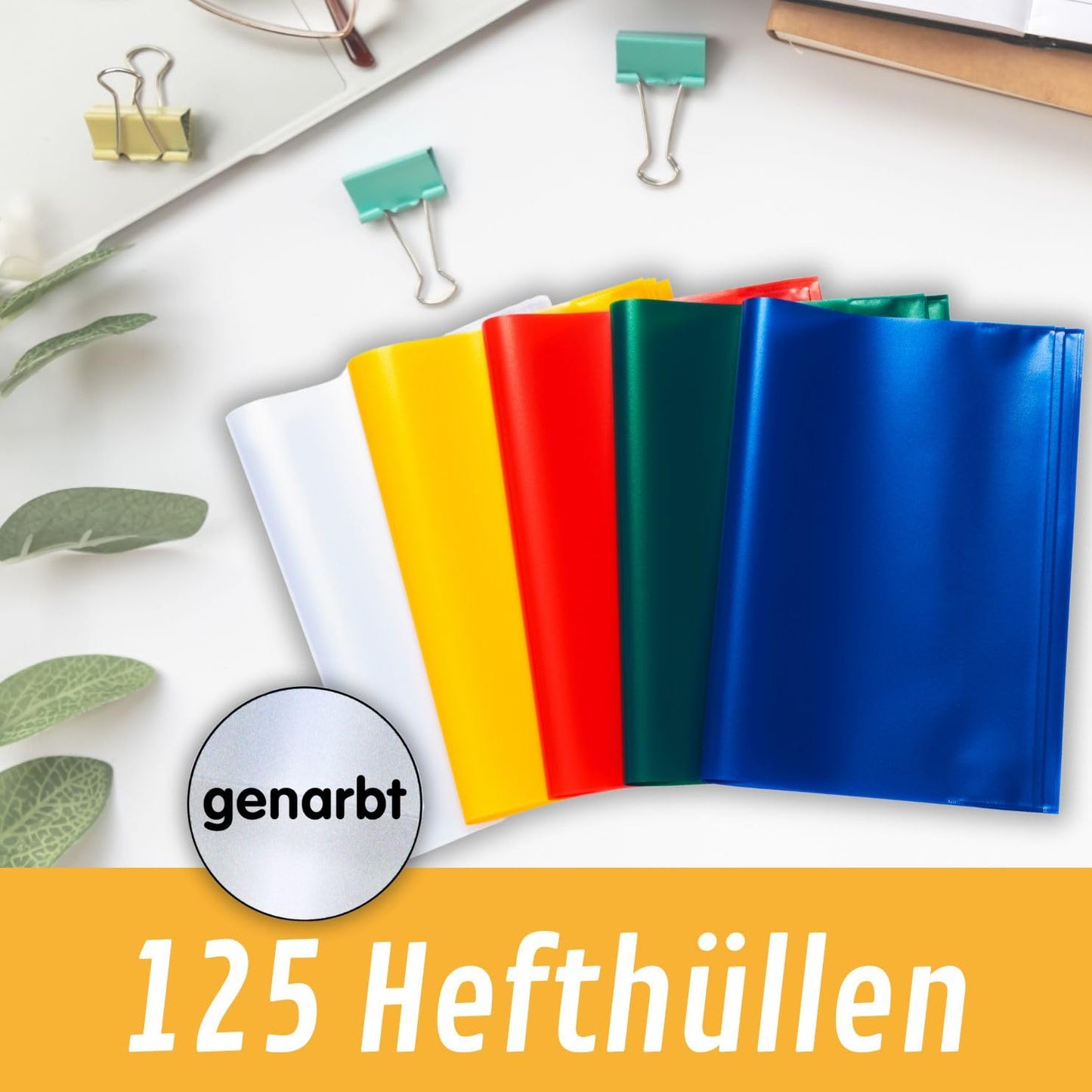 perfect line - 125 notebook covers A5, 5 colors - notebook cover transparent embossed - notebook protector made of recyclable PP, document-proof (5 sets (5 x 25 pcs.)
