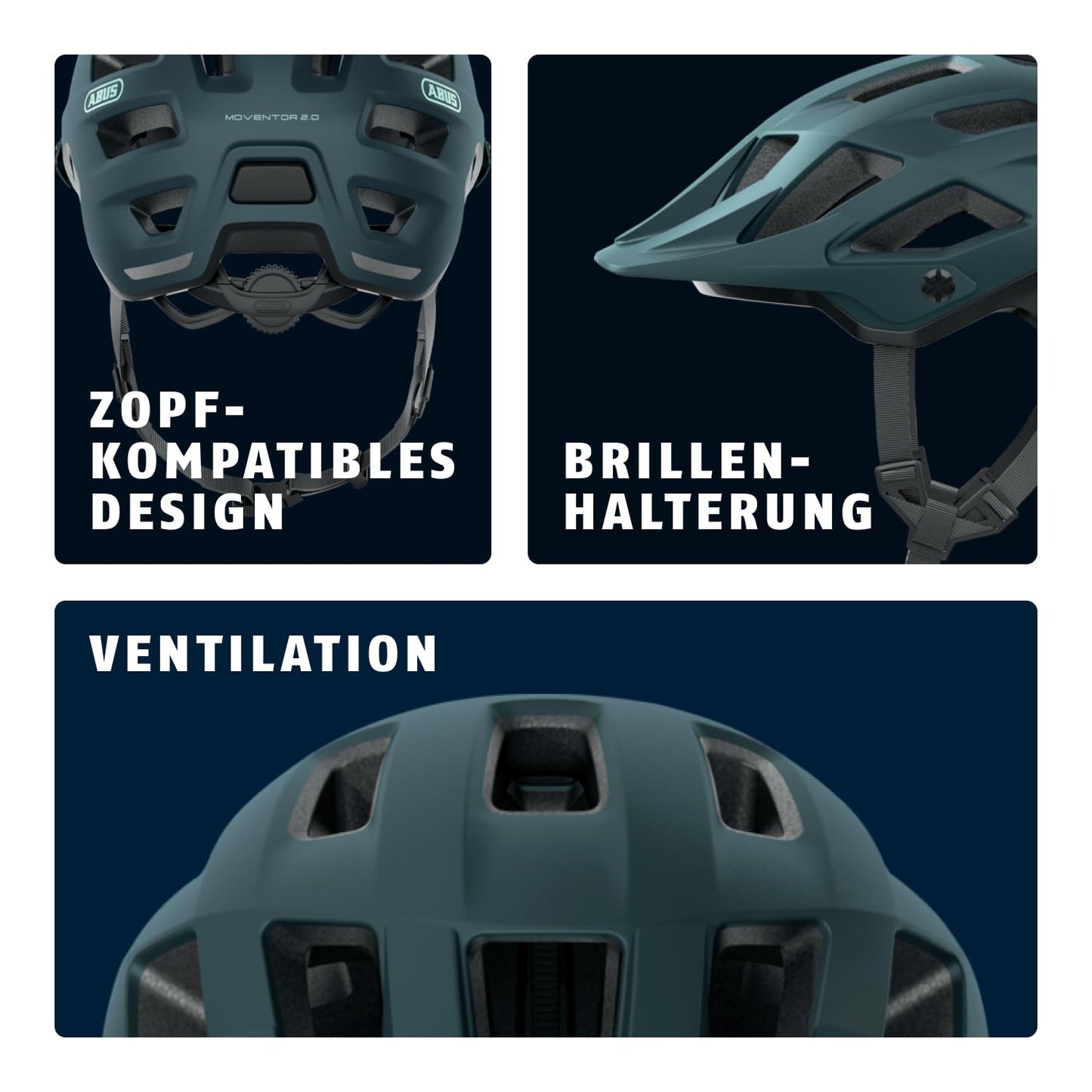 ABUS MTB helmet Moventor 2.0 - comfortable mountain bike helmet - All-Mountain helmet - for women and men - blue matte, M