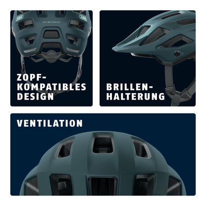 ABUS MTB helmet Moventor 2.0 - comfortable mountain bike helmet - All-Mountain helmet - for women and men - blue matte, M