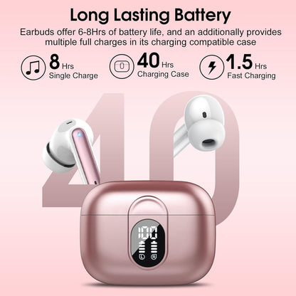 AI headphone translator, 3-in-1 Bluetooth 5.3 real-time voice translator headphones with 164 languages/6 translation modes, 40hr translator earbuds with ENC mic and app for learning, traveling, business Pink