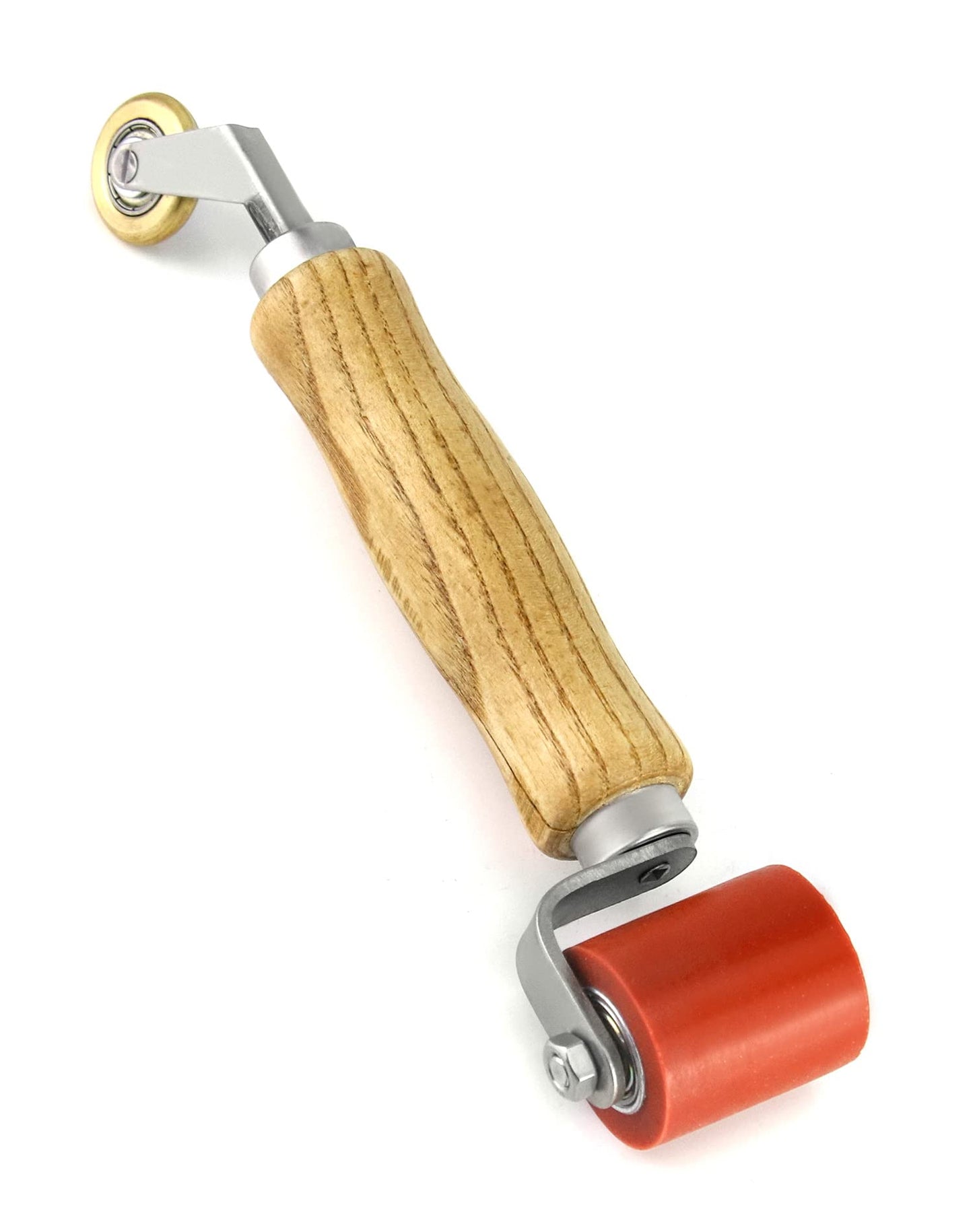QWORK® 2 IN 1 Seam Roller High Temperature Resistant, 40mm Hard Rubber Seam Roller and 6mm Brass Bottom Corner Seam Roller, PVC Welding Tool.