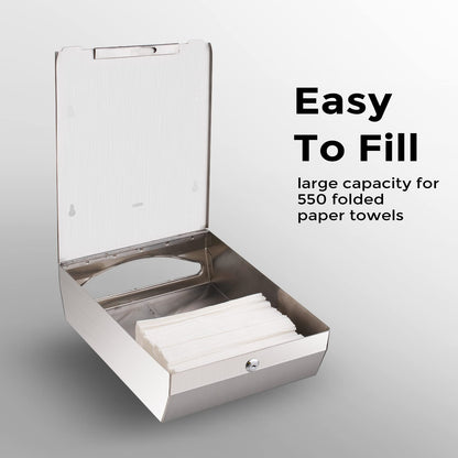 modunful Paper Towel Dispenser Wall Mount - Multifold Trifold Paper Towel Dispenser, Large Capacity Stainless Steel Tissue Holder, Suitable for Bathroom and Public Places