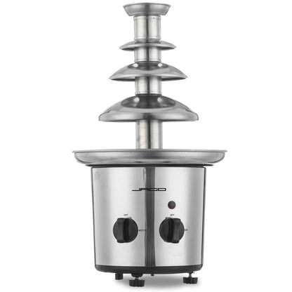 Jago® Chocolate Fountain 275W - 4 tiers, Max. 1 kg chocolate capacity, Stainless steel, Dishwasher safe, Silver - Chocolate fountain, Chocolate fondue, Chocolate fountain.