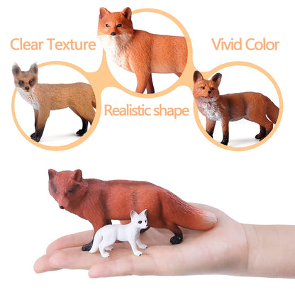 SIENON 8 Pieces Fox Toy Figures Arctic Fox and Red Fox Figures Set Fox Family Forest Animals Figures Forest Animal Figures Miniature Fox Animals Toys Cake Toppers for Forest Birthday Party