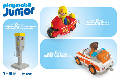 PLAYMOBIL JUNIOR | Everyday Heroes | sustainable toys for kids ages 1+ | includes doctor, firefighter, and police officer | 71692
