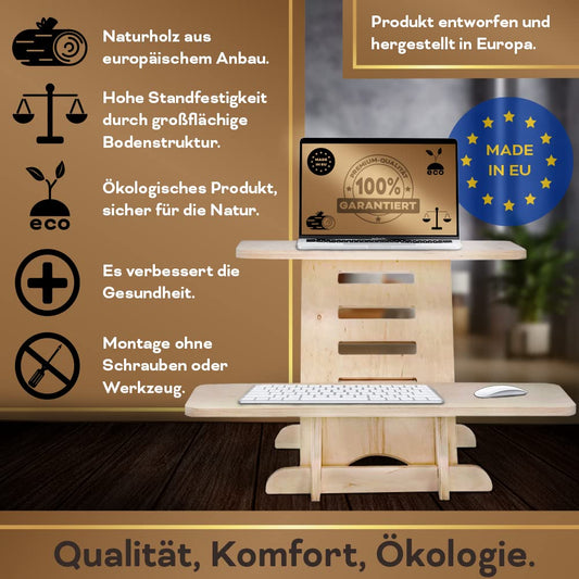 CAWI Standing Desk Attachment | Wooden Standing Desk | Standing Desk | Stand | Wooden Desk Attachment | Standing Desks | Standsome Standing Desk | Standing Desk | Made in EU