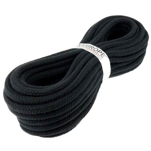 Kanirope® cotton rope COBRAID 6mm 50m Black color 16-strand braided