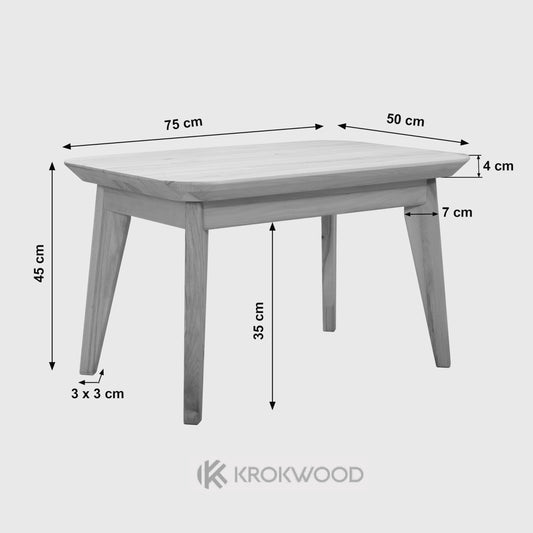 Krok Wood Coffee Table Paris made of solid wood (beech, 75 x 50 x 45 cm)