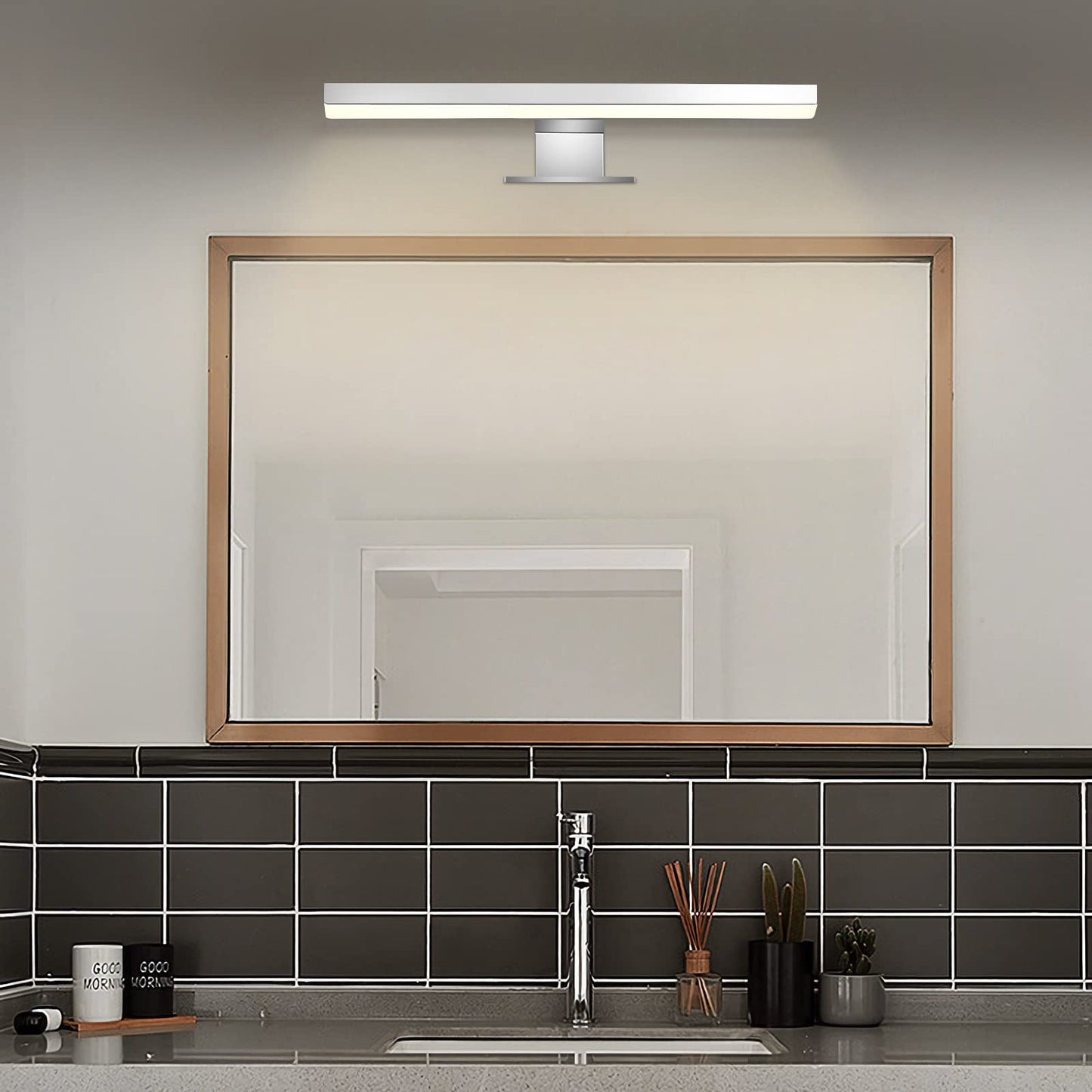 ERWEY 2 in 1 LED Mirror Light IP44 Bathroom Light Neutral White Makeup Light 230V Cabinet Light Mirror Cabinet Surface Mount Light Bathroom Clamp Light Wall Light (30cm 4000K 5W)