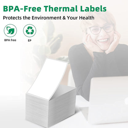 Phomemo labels 4x6 1000 labels/stack, Shipping labels compatible with MUNBYN, Phomemo, Polono label printers, BPA-free thermal labels adhesive for DHL, UPS, DPD-100 x 150 mm