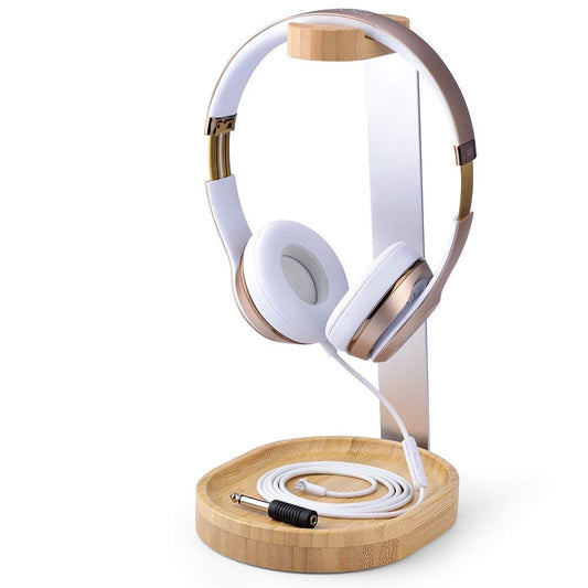 Avantree TR902 - Universal Wood & Aluminum Headphone Stand, Stable Headset Holder Rack with Cable Holder.