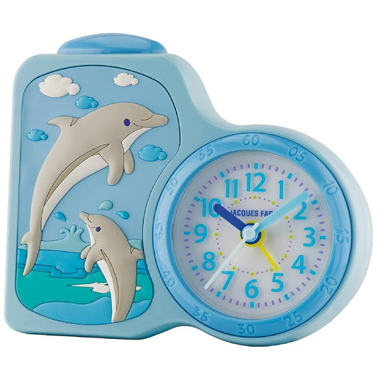 JACQUES FAREL Children's Alarm Clock Dolphin Light Blue without ticking, with light and snooze function ACB 712 DO