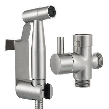 SCIENCE Bidet Hand Shower Set Stainless Steel Toilet Shower with Hose and G1/2" Valve for Bathroom Hygiene, Brushed Nickel, WS024F