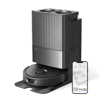 roborock Qrevo robot vacuum with mopping function, dust bin 5500 Pa suction power, 3D mapping, dual spinning mops automatic water refill, emptying, dust bag disposal, cleaning
