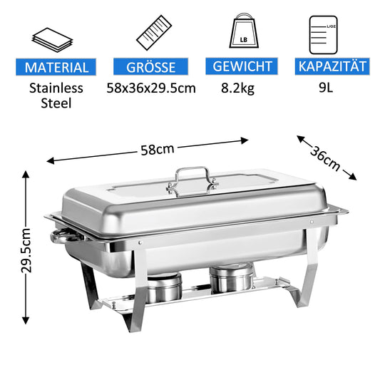 Jacgood Chafing Dish Pro Set Toulouse, Stainless Steel Buffet Warmer, Food Warmer, Rechaud, Chafing Dishes for Catering, Buffet, and Party (2 Pack)