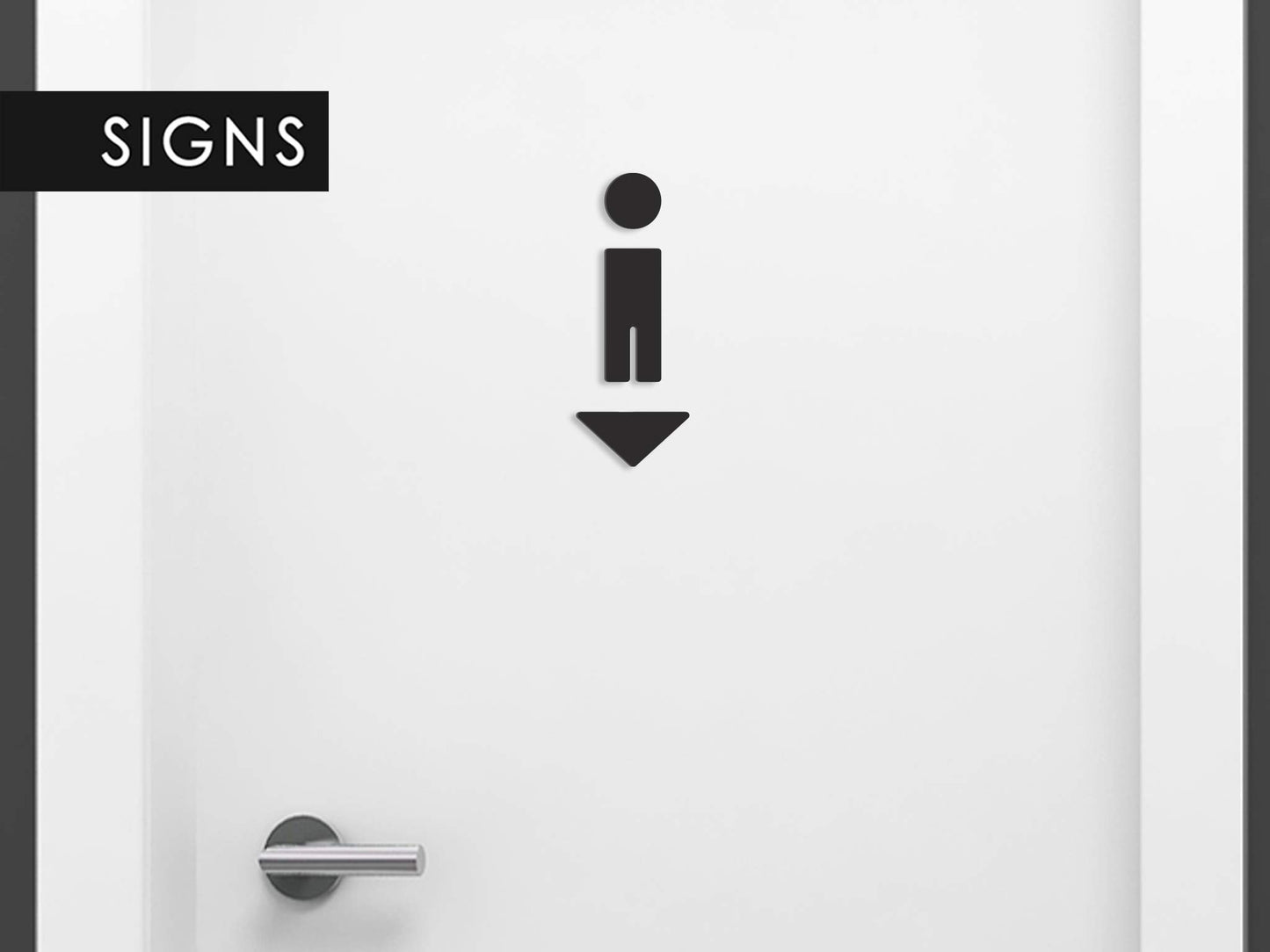 3DP Signs - Embossed Toilet Design Door Sign SA113 Black self-adhesive restroom signs - Modern ladies' restroom sticker bathroom sign for doors - Man, woman, and wheelchair user accessible toilet sign