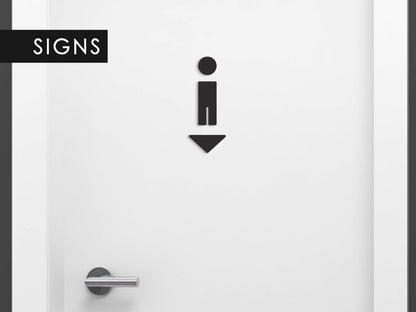 3DP Signs - Embossed Toilet Design Door Sign SA113 Black self-adhesive restroom signs - Modern ladies' restroom sticker bathroom sign for doors - Man, woman, and wheelchair user accessible toilet sign