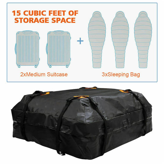 Roof box car, MoreChioce 425L car roof bag 420D Oxford fabric rooftop cargo box foldable roof bag waterproof luggage carrier storage bag with 8 durable straps, without anti-slip mat