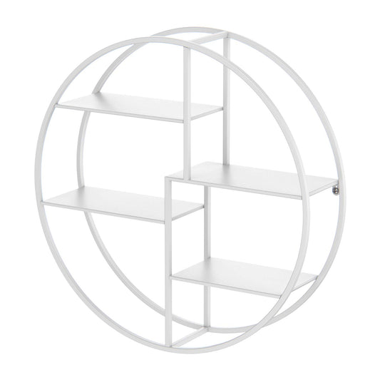 Yumyolk white round wall shelf, metal wall shelf in white, wall decor hanging shelf, wall shelves & storage, kitchen bathroom living room vintage industrial style.