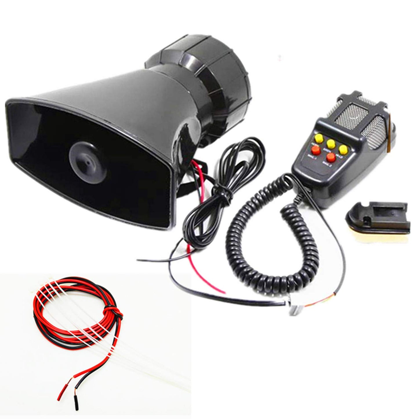 YIYIDA car horn with microphone PA speaker system electric horn emergency speaker car siren sound speaker vehicle horn loud suitable for any 12V truck car boat etc.