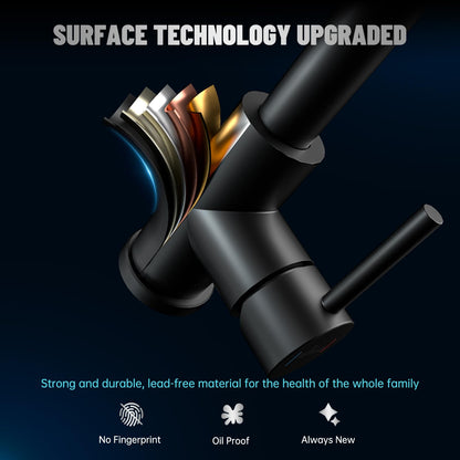 APPASO Low Pressure Kitchen Faucet Black, Kitchen Tap 3 Connectors, Low Pressure Kitchen Mixer Tap, Low Pressure Sink Mixer with 2 Spray Modes, Stainless Steel Black Mixer for Boiler.