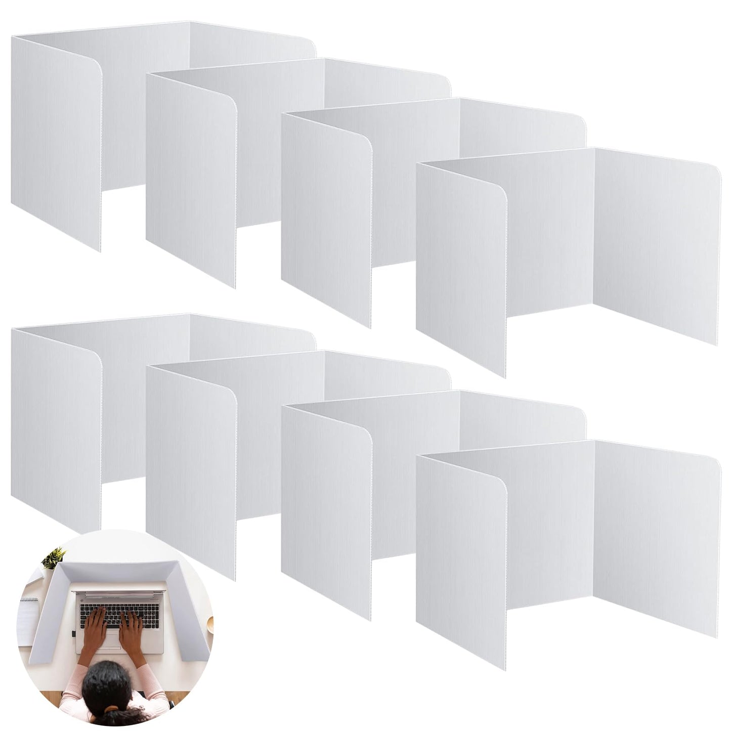 DAZZTIME 8-Piece Desk Divider, Foldable Desk Partition, Privacy Desk Panel, Foldable Multi-Purpose Divider, U-Shaped Joint, Strong and for School, Office, Library.
