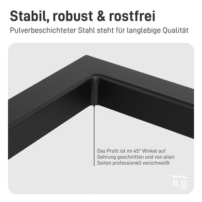 Natural Goods Berlin 1x Clothes rail CORNER Wall mount - L-shaped wardrobe rail for hallway, bathroom or kitchen (Black, 60x30cm) - Corner wardrobe made of stainless steel in a minimalist design