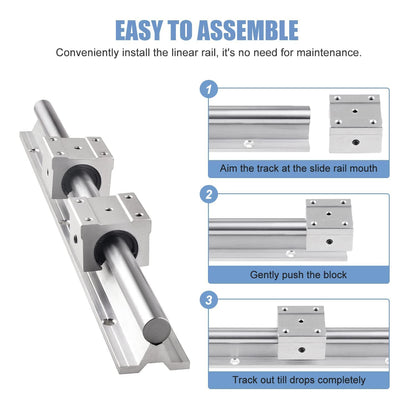 CNCMANS 2 pieces SBR20 1200mm linear guide rail with 4 pieces SBR20UU linear bearings and 4 pieces 20mm stop rings for 3D printers.