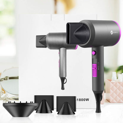 Ions Hair Dryer AC Motor 1800W, slopehill Quick Dry Hair Dryer, Salon Hairdryer with Hot/Cold Button, 3 Dryer Concentrators and Diffuser, 3 Heat Settings, 2 Speeds (Purple)