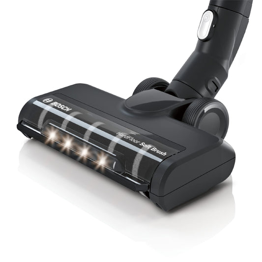 Bosch hard floor soft nozzle BHZUHF, suitable for cordless Unlimited Series 6 and 8 battery vacuum cleaners, for parquet and tiles, LED lighting, gentle cleaning, original accessory, black