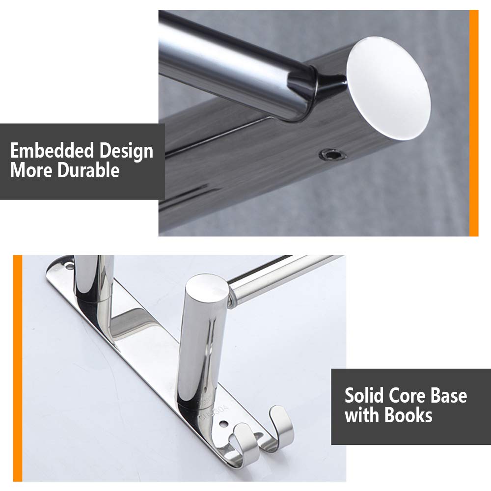 Towel rack chrome HONPHIER® Stainless steel towel bar with hooks Retractable 49-90CM towel bar Wall-mounted towel holder for bathroom kitchen toilet hotel towel rack
