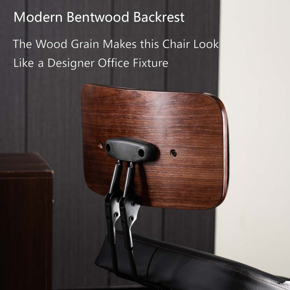 YOOTMEEN YDM-1458-2C ergonomic office kneeling chair with back support, adjustable height and angle, upright sitting position, thick comfortable cushions, black with walnut wood finish.