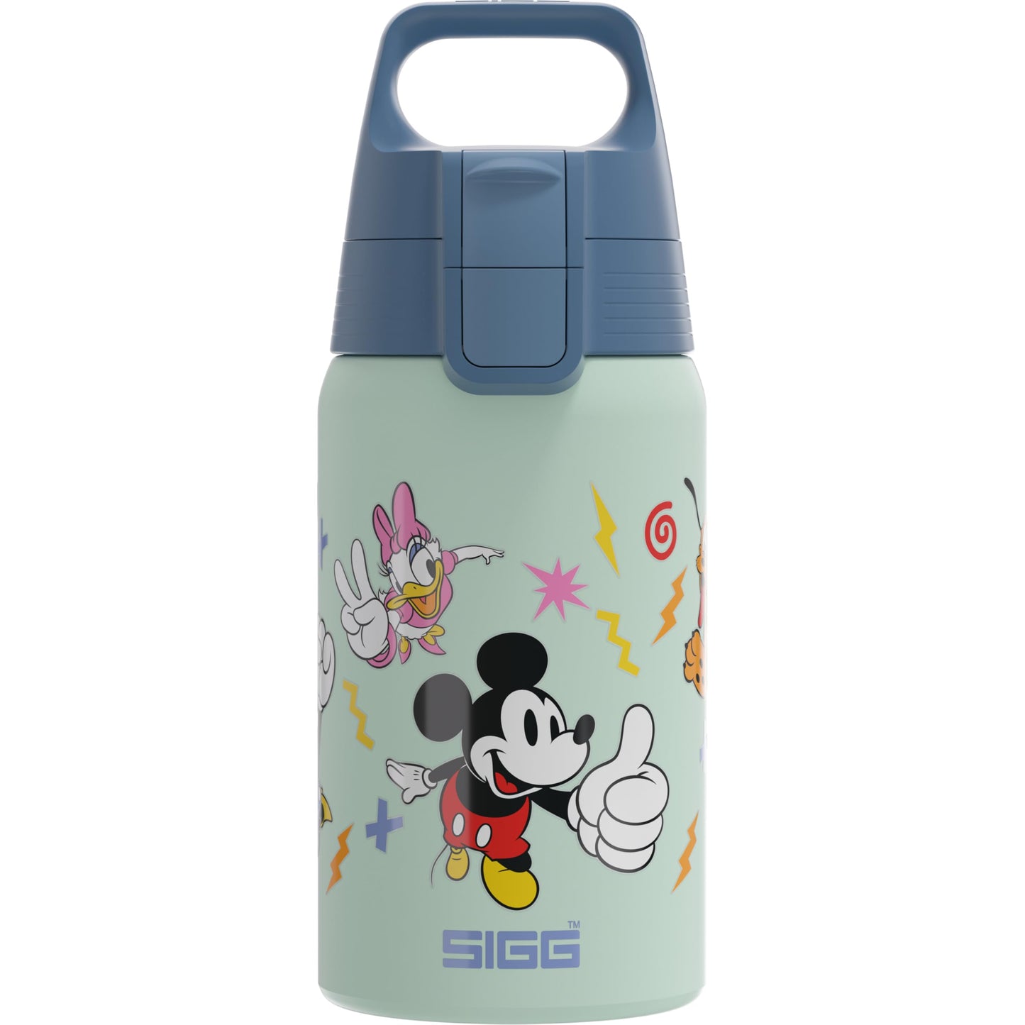 SIGG - Stainless Steel Kids Water Bottle - Shield One Disney Mickey & Friends - Suitable for Carbonated Drinks - Leak-proof - Lightweight - BPA-free - Sports & School - xxxx - 0.5L