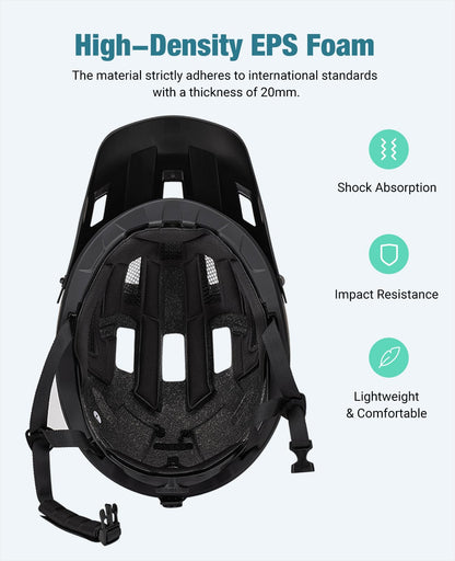 Favoto Mountain Bike Helmet with Visor Lightweight - Double In-Mold Technology MTB Helmet for Men Women Road Cycling Helmet L(59-61cm) Adjustable Grey
