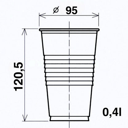 Pack of 100/200 / 500/1000 pcs. drinking cups transparent clear 0.2 l, 200 ml, PP, Ø 70 mm - 0.3 l, 300 ml, PP, Ø 78 mm - 0.4 l, 400 ml, PP, Ø 95 mm (200, 0.4l)