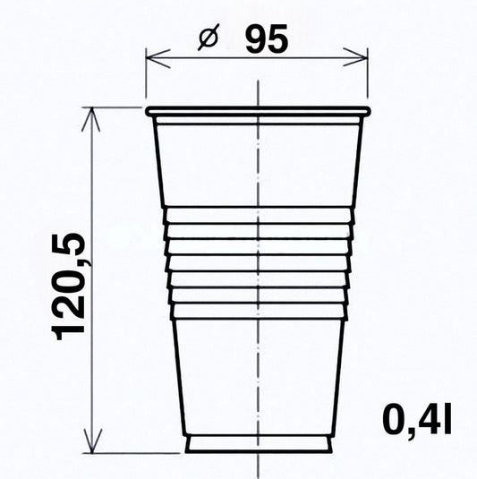 Pack of 100/200 / 500/1000 pcs. drinking cups transparent clear 0.2 l, 200 ml, PP, Ø 70 mm - 0.3 l, 300 ml, PP, Ø 78 mm - 0.4 l, 400 ml, PP, Ø 95 mm (200, 0.4l)