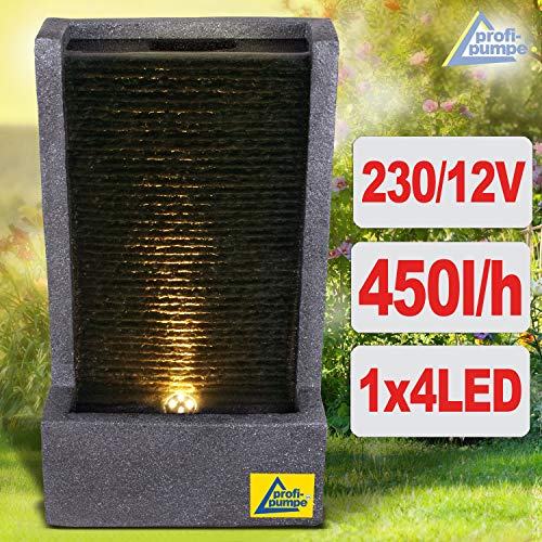 Garden fountain fountain decorative fountain indoor fountain fountain waterfall water feature for garden (Königsbach with LED light -230V)