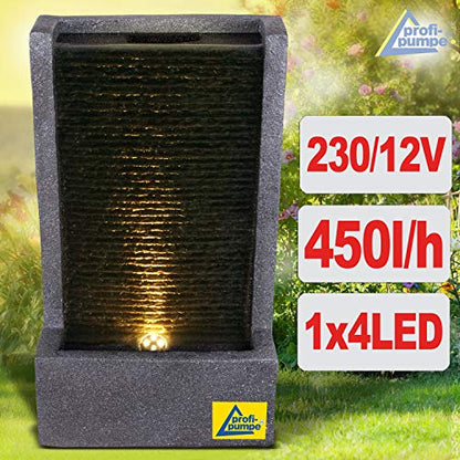 Garden fountain fountain decorative fountain indoor fountain fountain waterfall water feature for garden (Königsbach with LED light -230V)