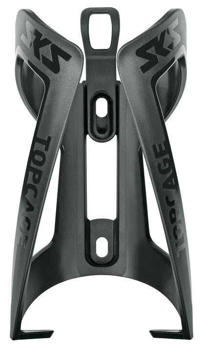 SKS GERMANY ANYWHERE TOPCAGE Bottle holder, bike accessory, holder for bottles on bicycles, including straps for tubes up to 80 mm in diameter, secure bottle grip, black.