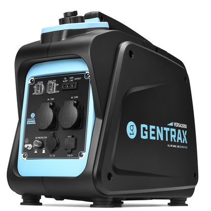 GENTRAX Inverter Generator 2000W 1700W MAX, gasoline powered, silent with pure sine wave, super quiet petrol generator with USB 230V sockets for camping, outdoor, construction site, RV